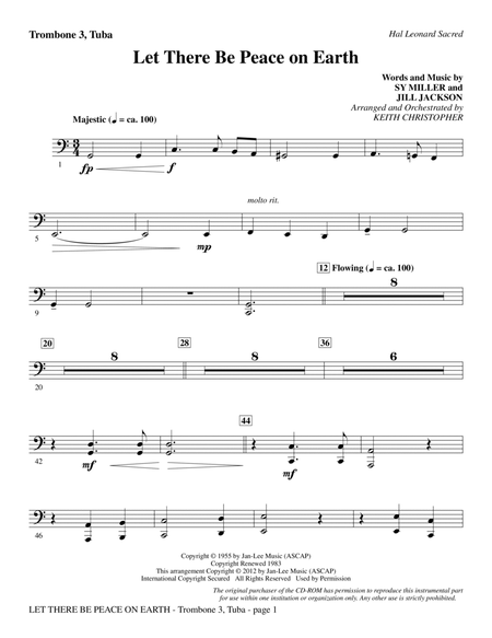 Let There Be Peace On Earth - Trombone 3/Tuba