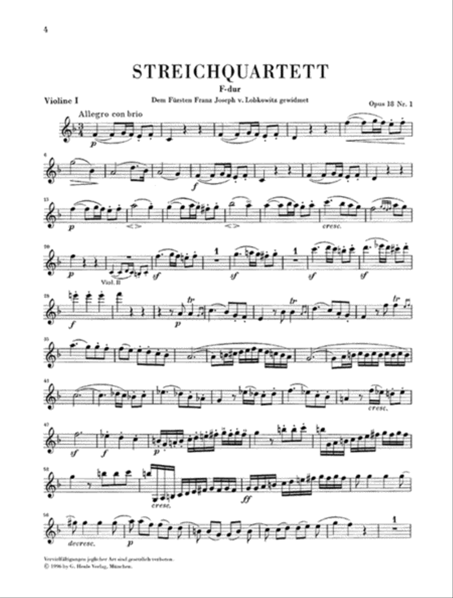 String Quartets and String Quartet-Version of the Piano Sonata op. 18/1-6 und op. 14/1