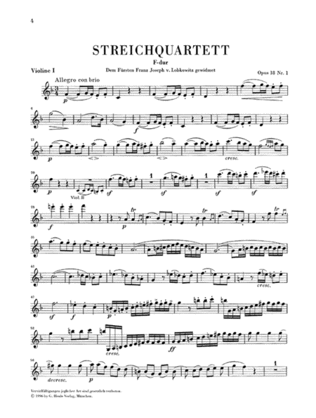 String Quartets and String Quartet-Version of the Piano Sonata op. 18/1-6 und op. 14/1