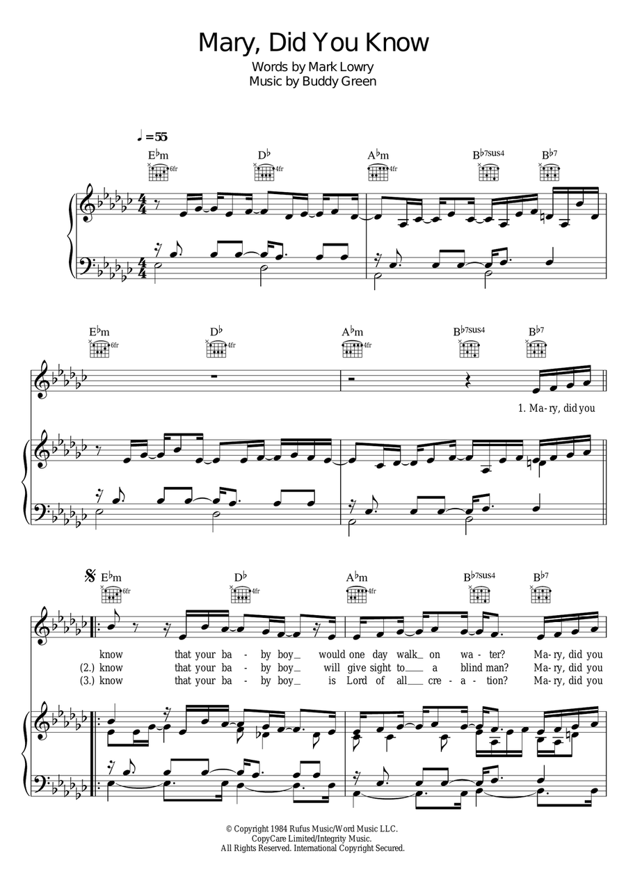 Mary, Did You Know? Mary, Did You Know? Piano, Vocal, Guitar scores gallery preview page 1