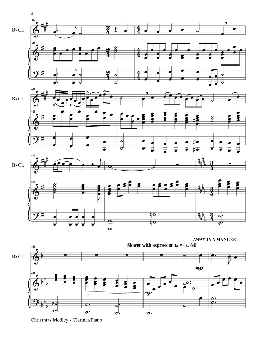 CHRISTMAS JOY MEDLEY (Sing-A-Long with Bb Clarinet and Piano) B-Flat Clarinet scores gallery preview page 4