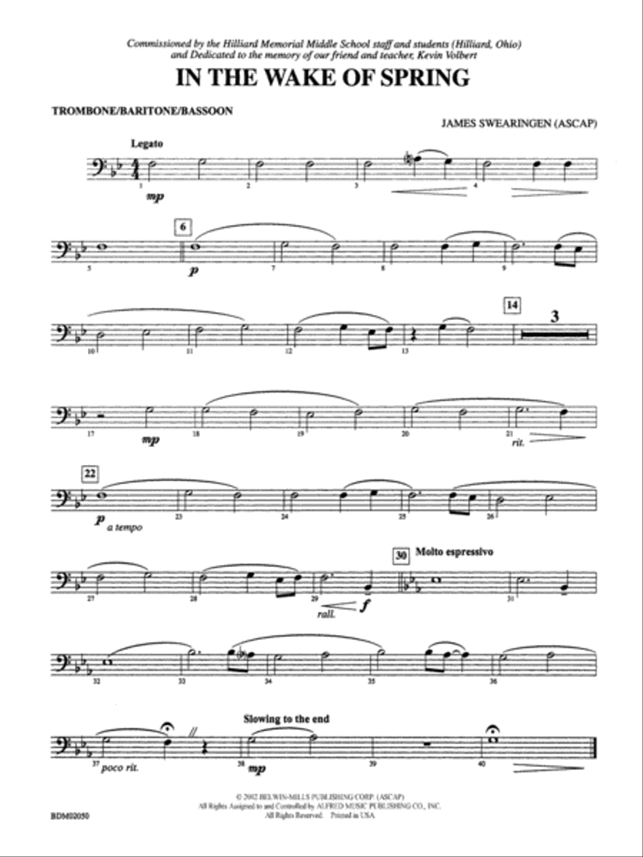 In the Wake of Spring: 1st Trombone Concert Band scores gallery preview page 1