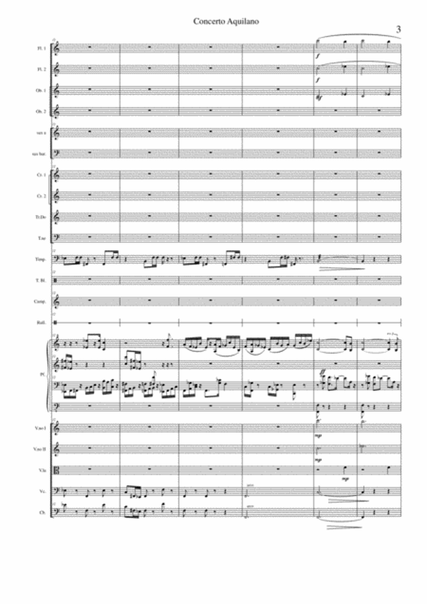 Concerto Aquilano per pianoforte ed orchestra sinfonica, full score, dedicated to the victims of the