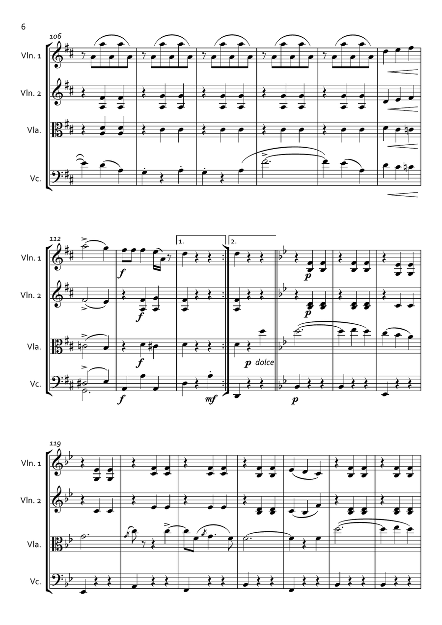 The Beautiful Blue Danube for String Quartet String Quartet scores gallery preview page 6