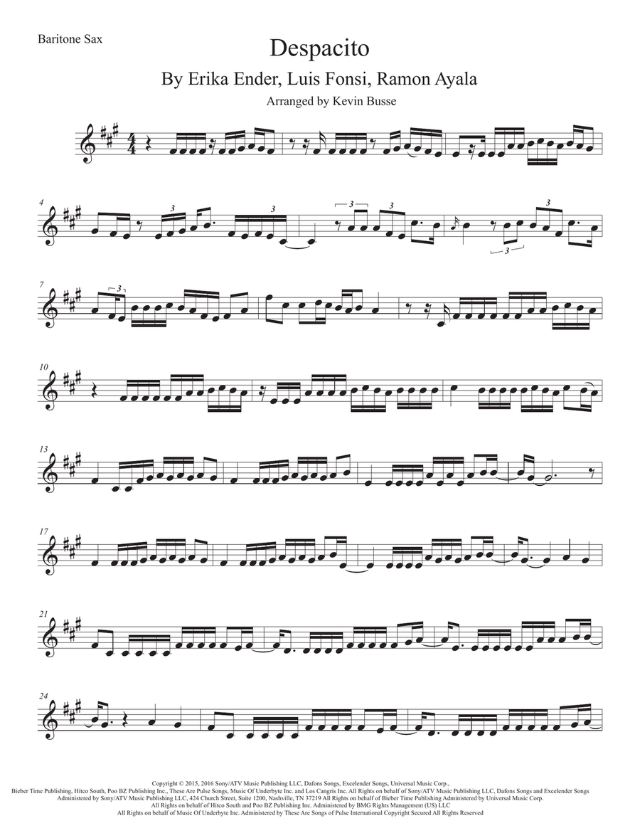 Despacito Baritone Saxophone scores gallery preview page 1
