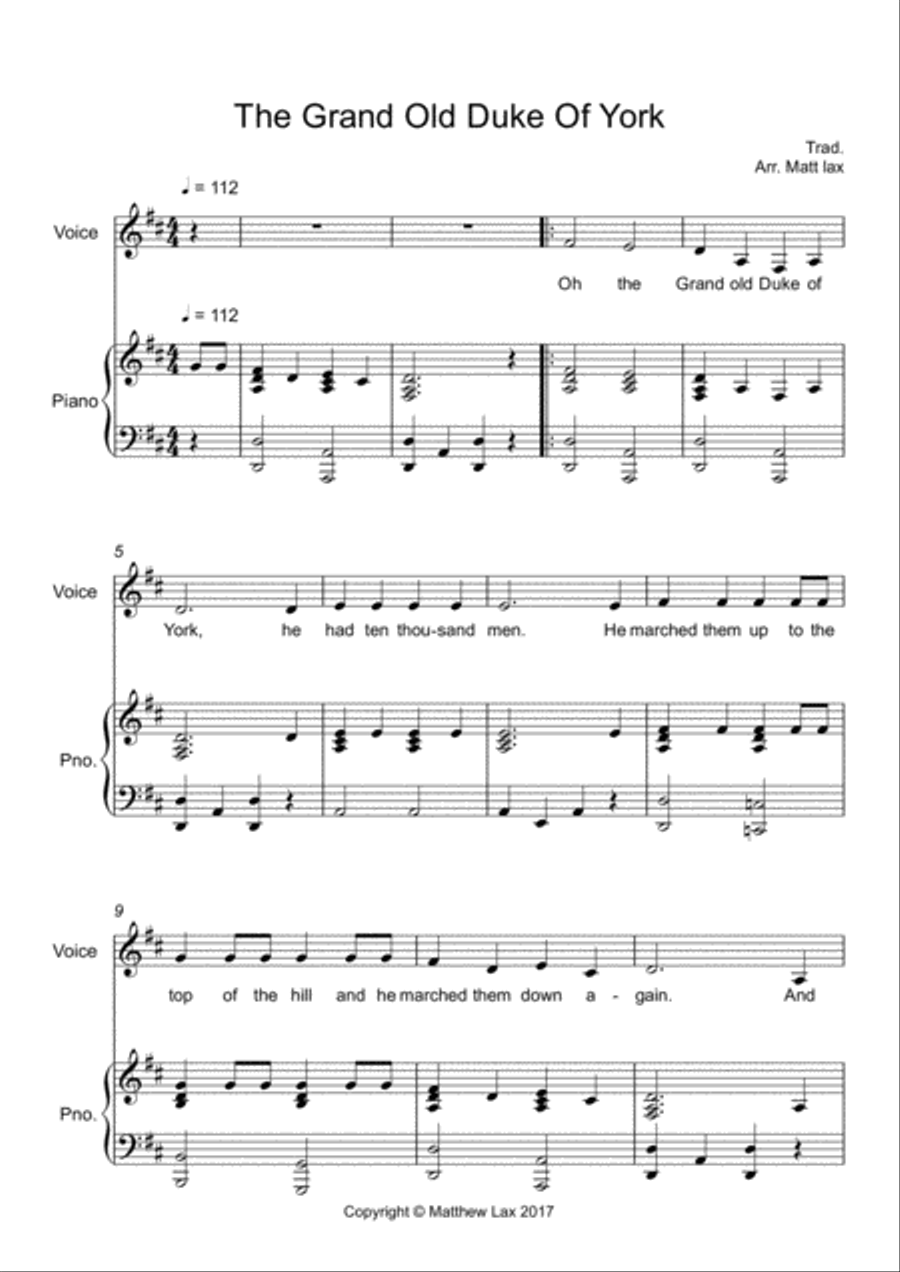 The Grand Old Duke of York Voice scores gallery preview page 2