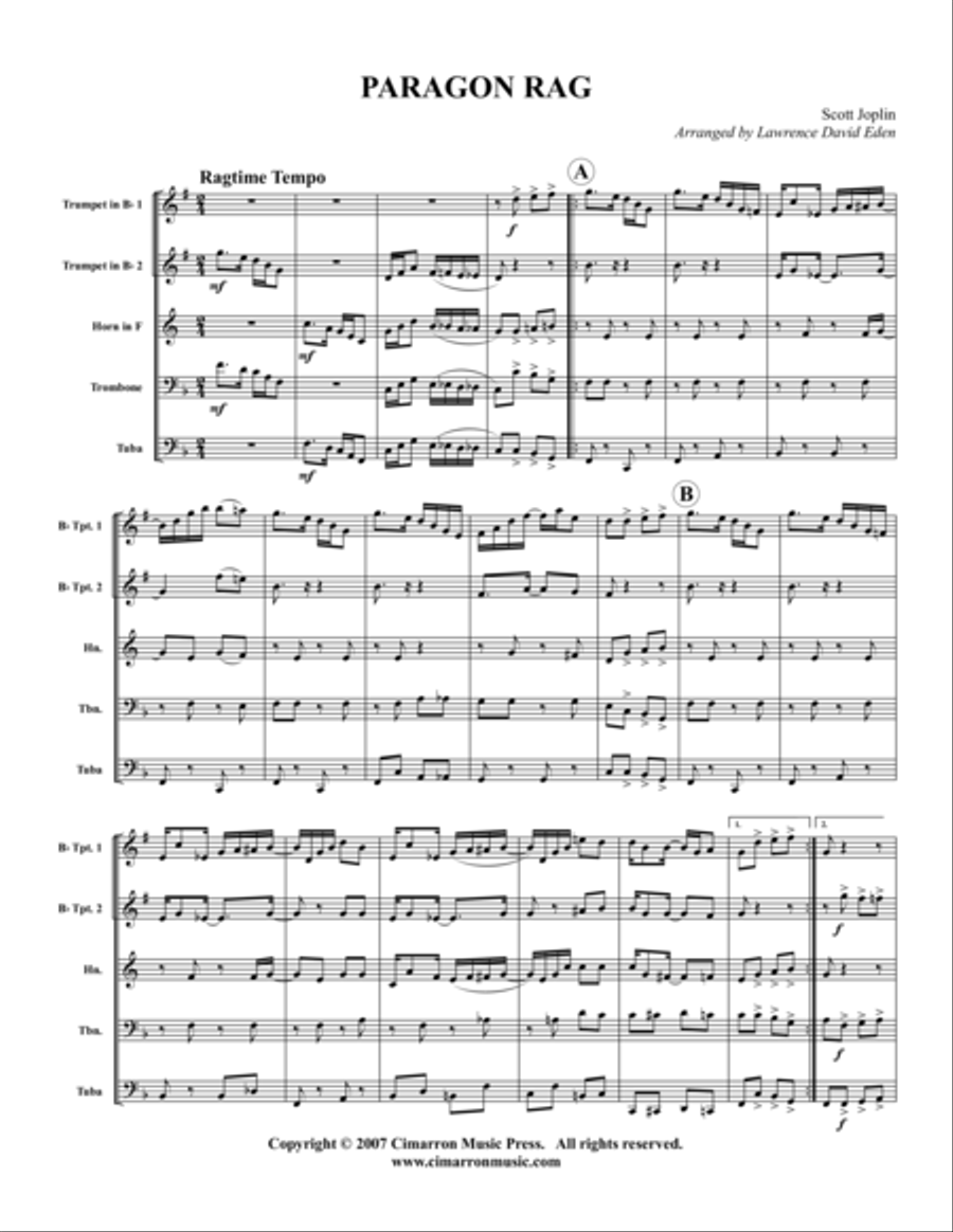 Paragon Rag Piano Accompaniment scores gallery preview page 1
