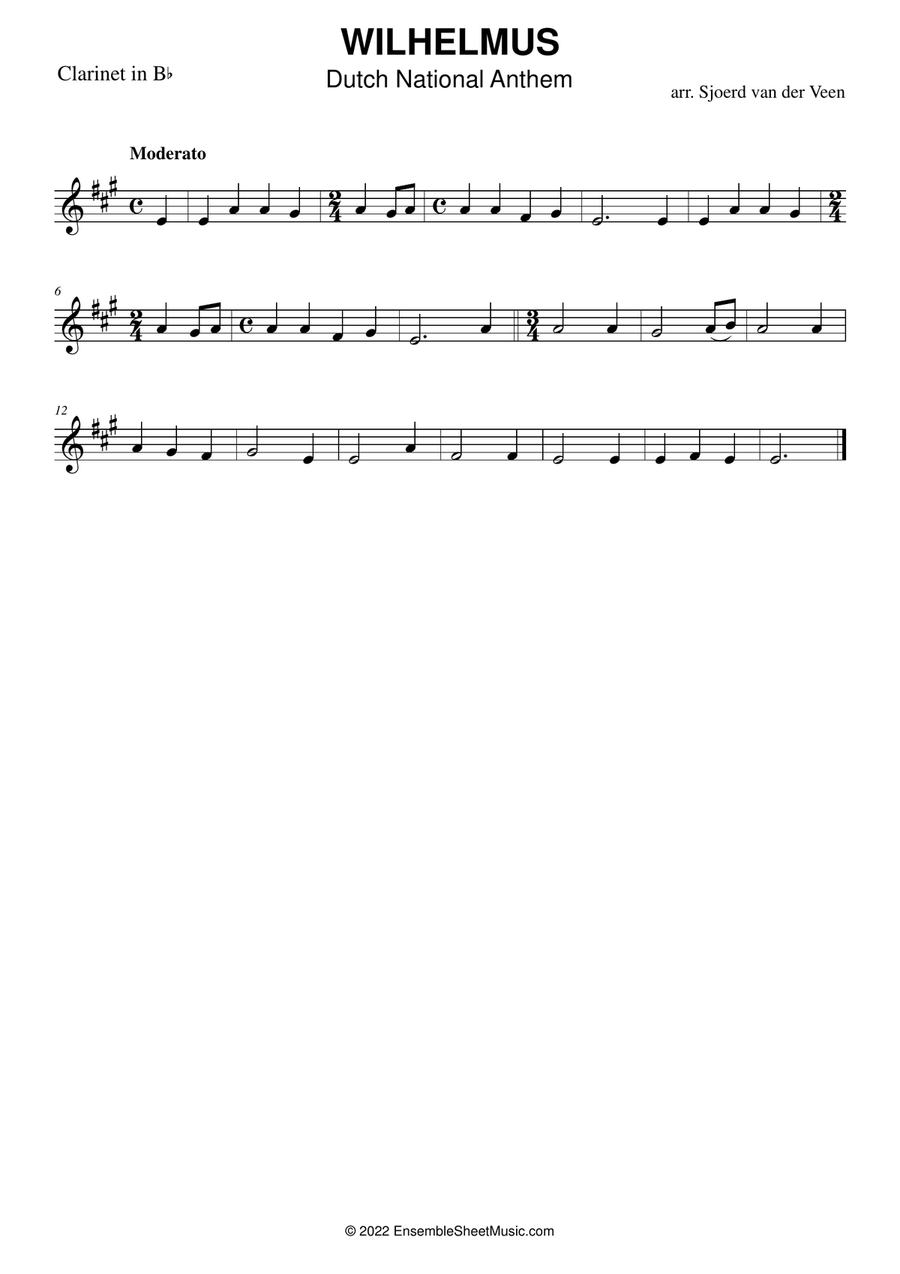 Wilhelmus | Dutch National Anthem Woodwind Quintet scores gallery preview page 3