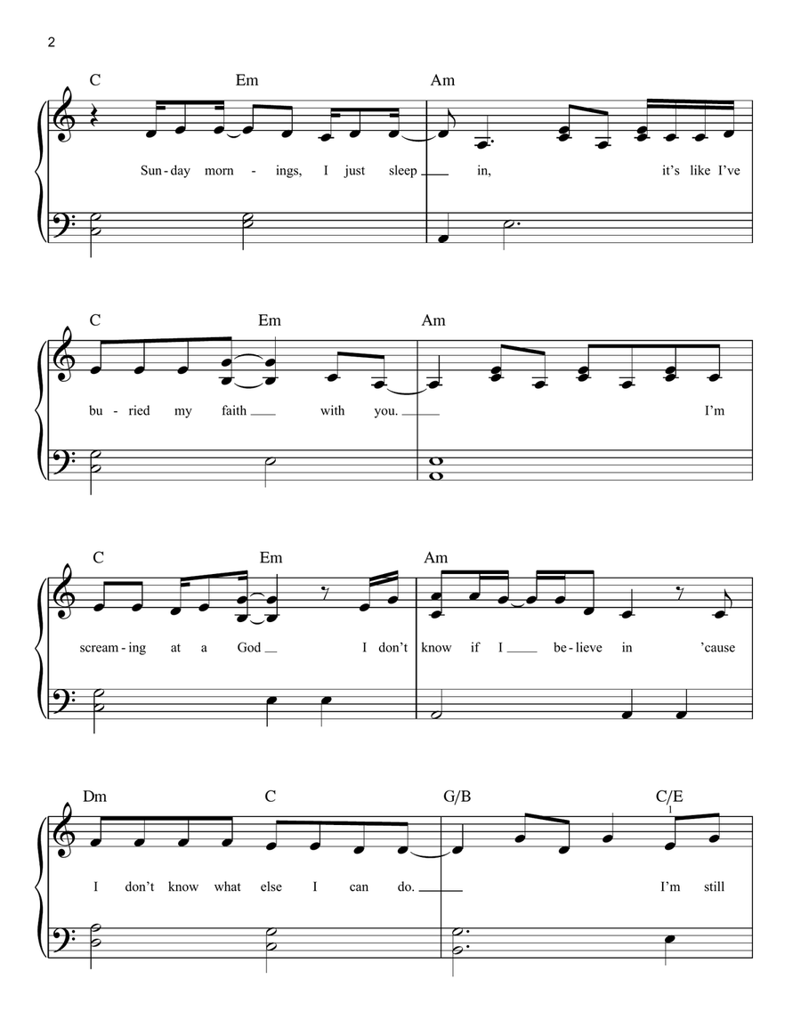 In The Stars Easy Piano scores gallery preview page 2