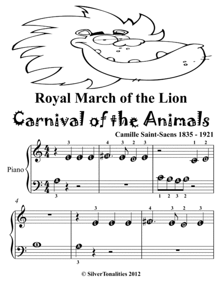 Royal March of the Lion Carnival of the Animals Beginner Piano Sheet Music 2nd Edition