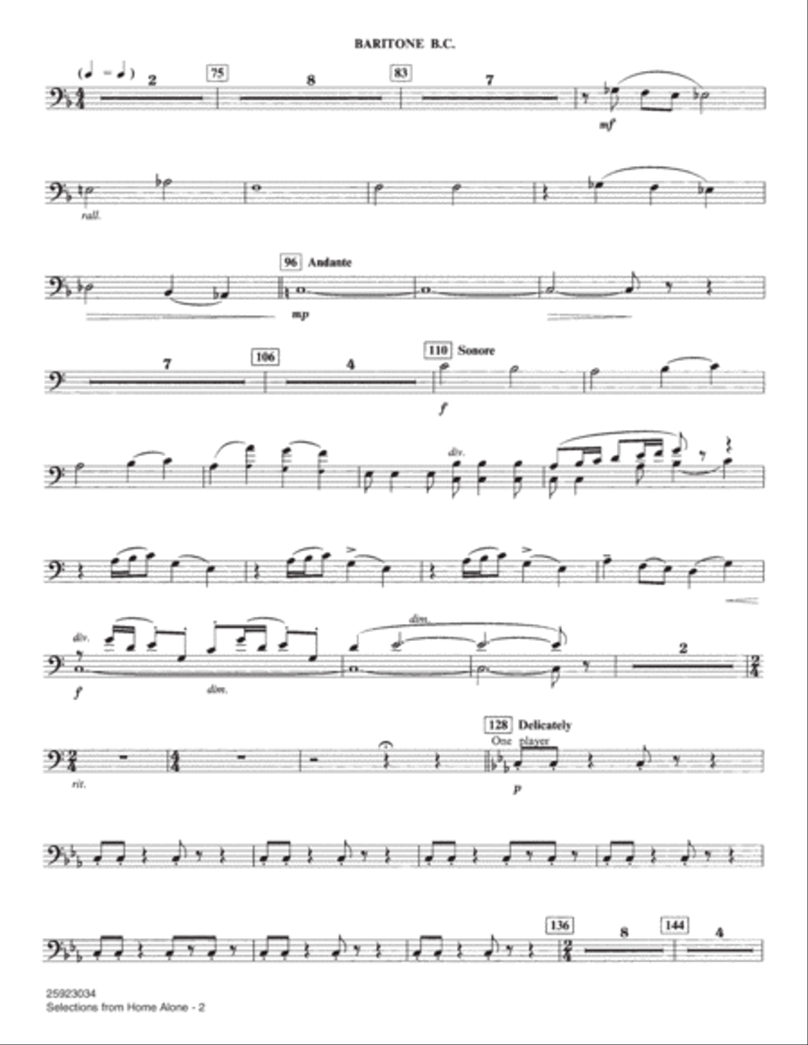 Selections from Home Alone - Baritone B.C. Concert Band scores gallery preview page 2