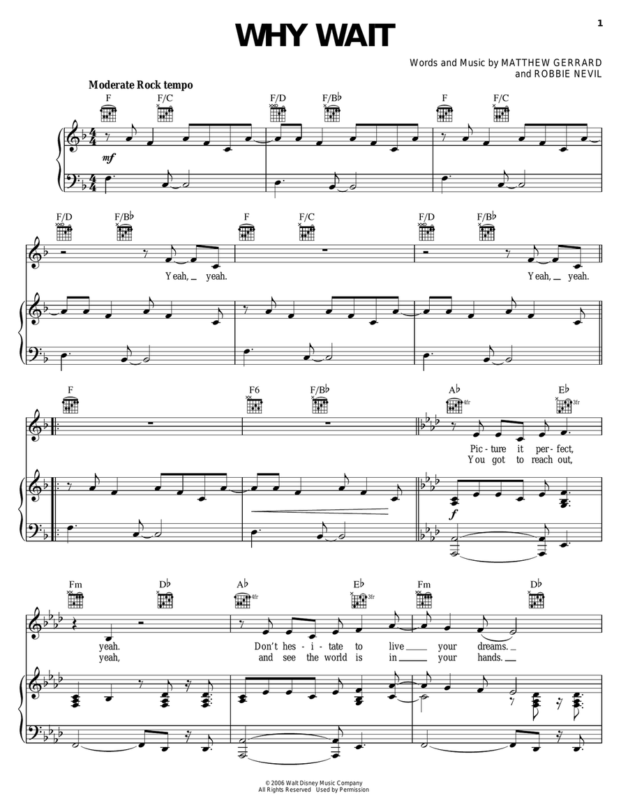 Why Wait Piano, Vocal, Guitar scores gallery preview page 1