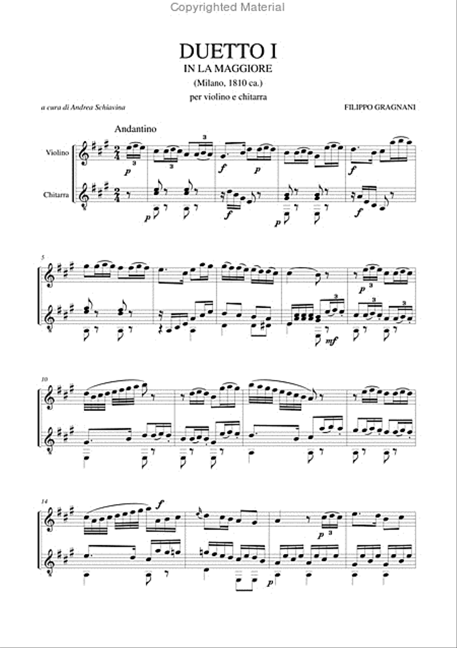 Duet No. 1 in A Major for Violin and Guitar String Duet scores gallery preview page 2