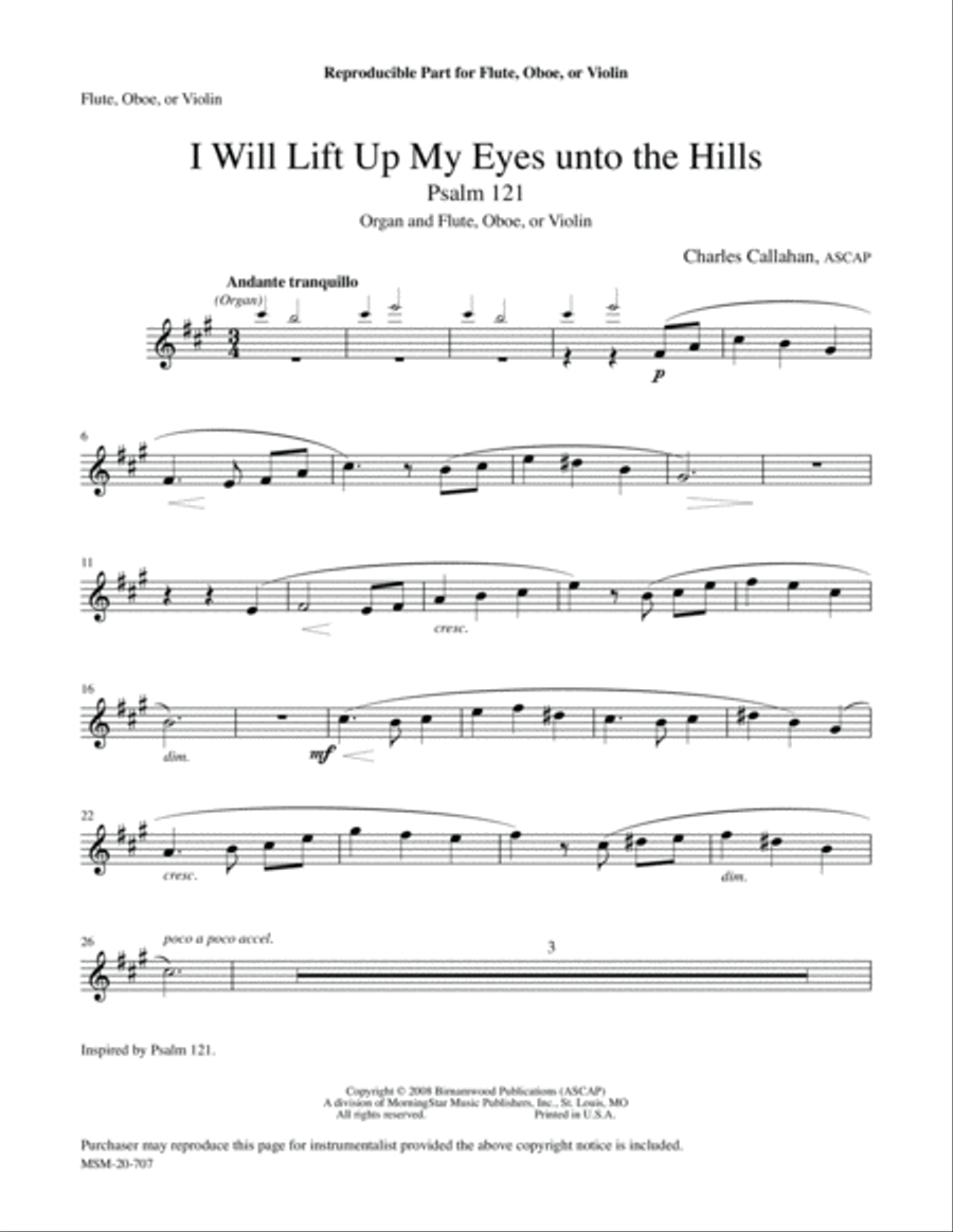 Psalm 121: I Will Lift up My Eyes unto the Hills Organ scores gallery preview page 6
