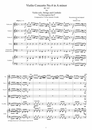 Vivaldi - Violin Concerto No.4 in A minor Op.4 RV 357 for Violin solo, Strings and Cembalo