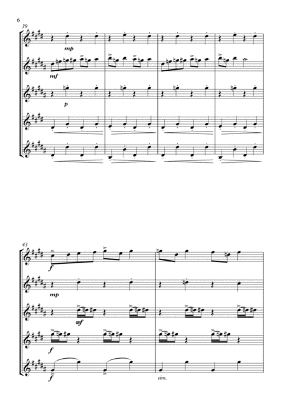 In The Hall Of The Mountain King Saxophone Quintet scores gallery preview page 6