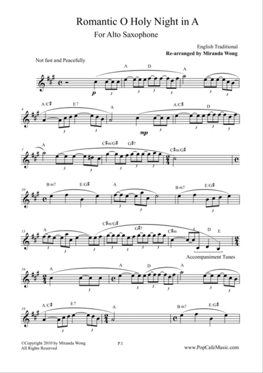 O Holy Night in A - Alto Saxophone Solo Woodwind Trio scores gallery preview page 2