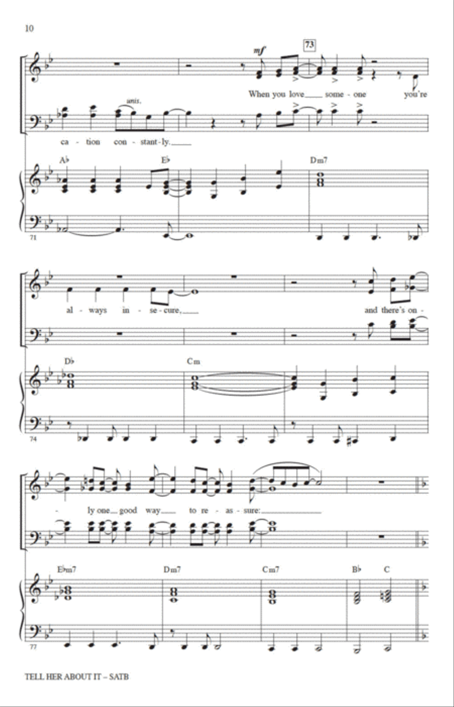 Tell Her About It (arr. Jack Zaino) 4-Part scores gallery preview page 8