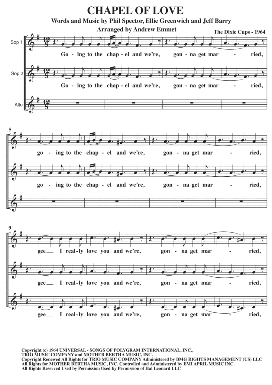 Chapel Of Love SSA scores gallery preview page 1