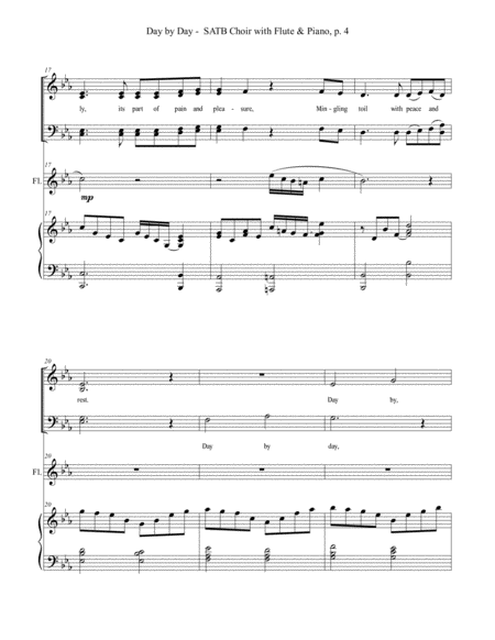 DAY BY DAY (SATB Choir with Flute & Piano - Score & Parts included) image number null