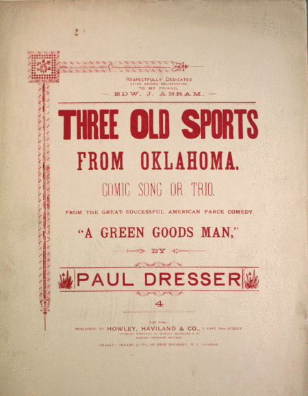 Three Old Sports From Oklahoma. Comic Song or Trio