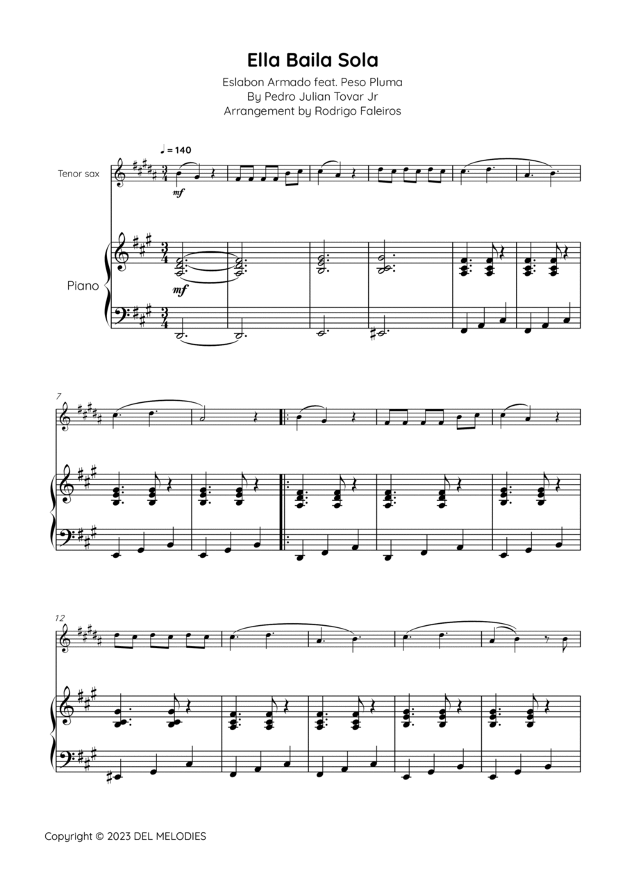 Ella Baila Sola Tenor Saxophone scores gallery preview page 1