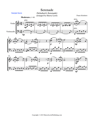 SCHUBERT SERENADE String Duo, Intermediate Level for violin and cello