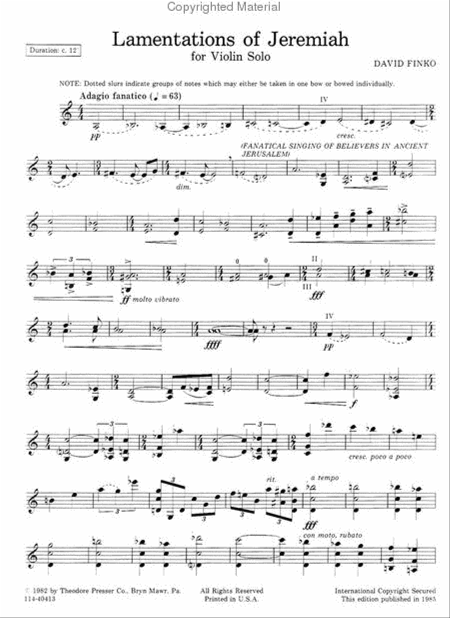 Lamentations of Jeremiah Chamber Music scores gallery preview page 2