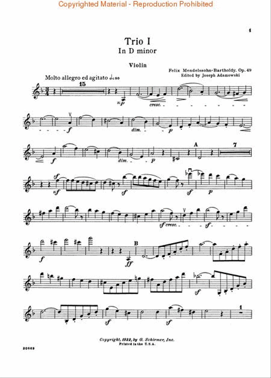 Trio in D Minor, Op. 49 Piano Trio scores gallery preview page 4