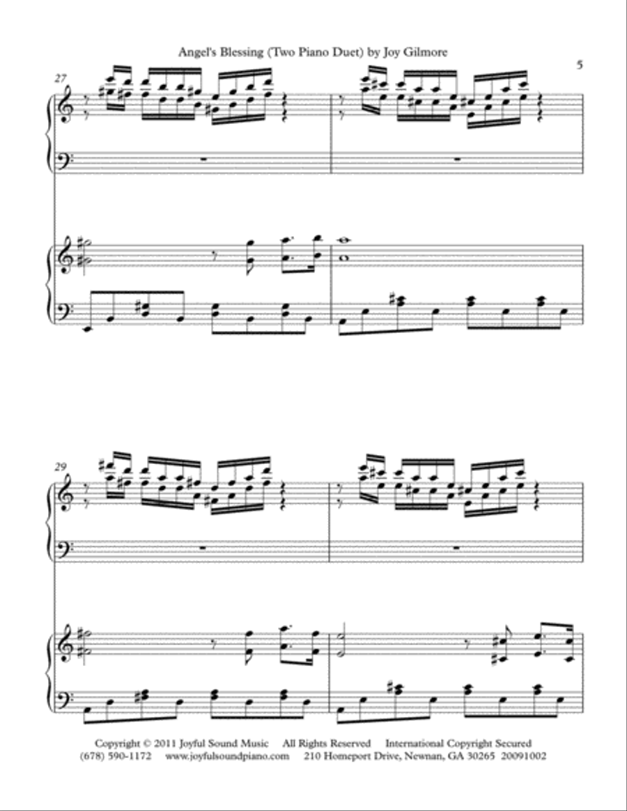Angels Blessing (Two Piano Duet) 2 Pianos, 4-Hands scores gallery preview page 5