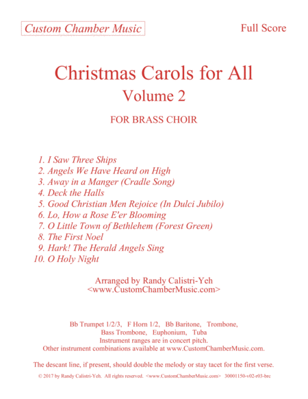 Christmas Carols for All, Volume 2 (for Brass Choir)