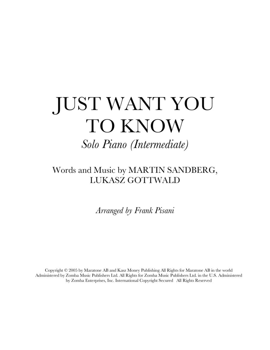 Just Want You To Know Voice scores gallery preview page 1