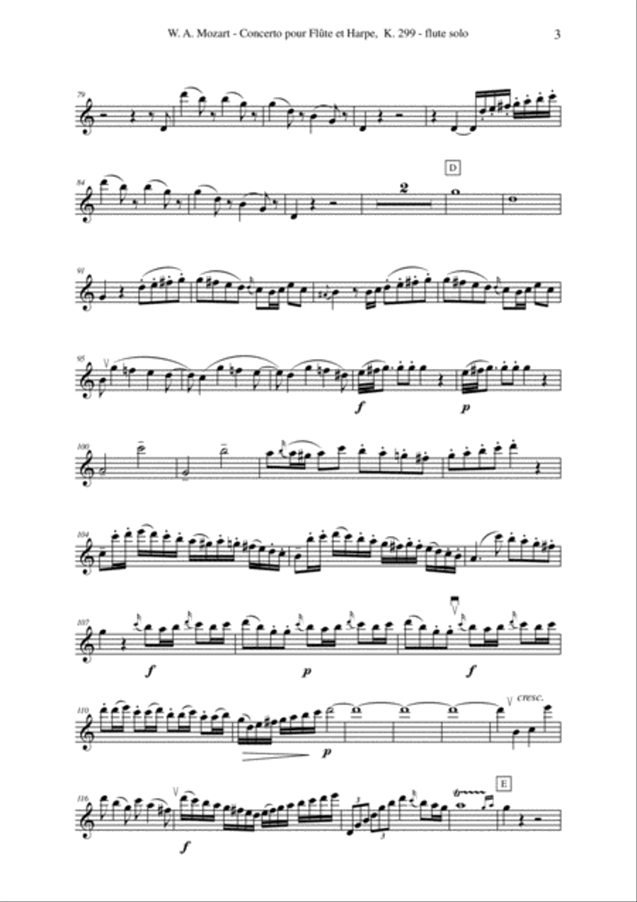 Wolfgang Amadeus Mozart: Concerto for flute and harp, K. 299, solo flute part Chamber Orchestra scores gallery preview page 3