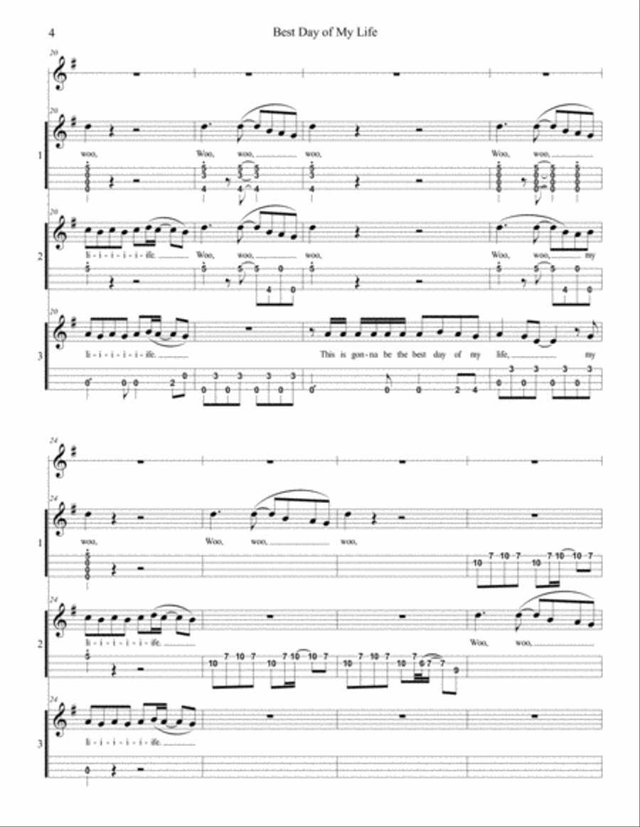 Best Day Of My Life 3-Part scores gallery preview page 4