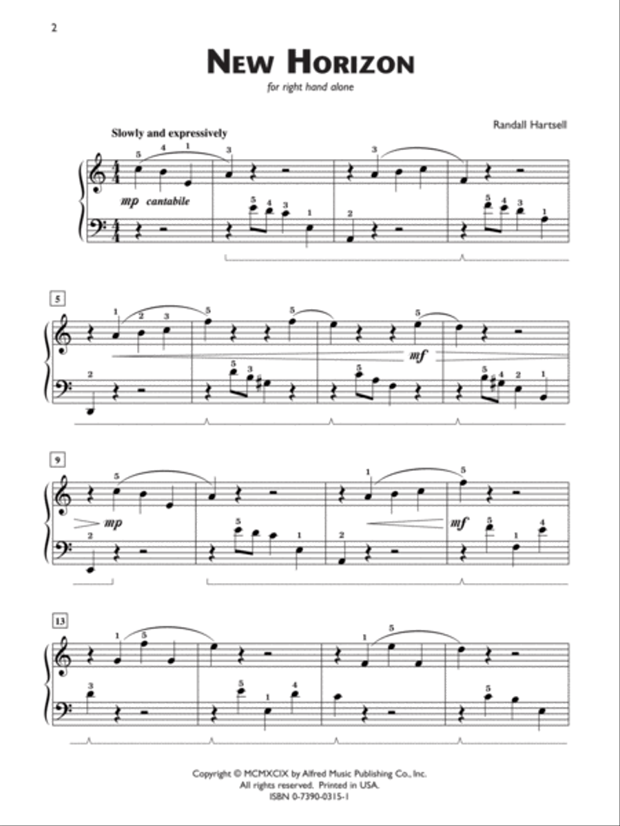 New Horizon (for right hand alone) Piano Solo scores gallery preview page 2