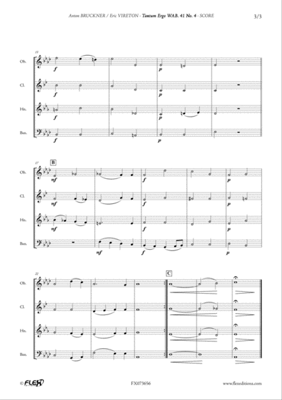 Tantum Ergo WAB. 41 No. 4 Woodwind Quartet scores gallery preview page 3