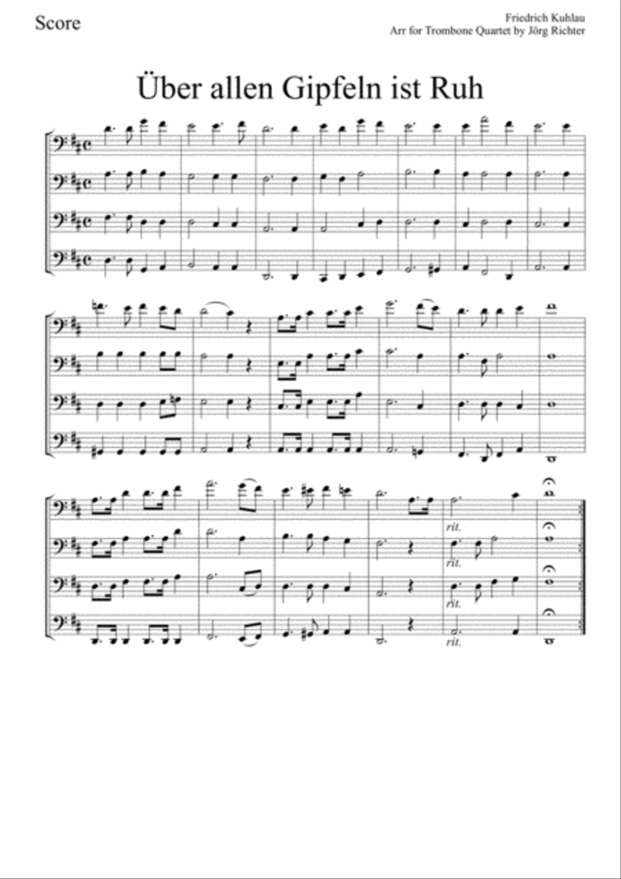 Über allen Gipfeln ist Ruh for Trombone Quartet Brass Quartet scores gallery preview page 2