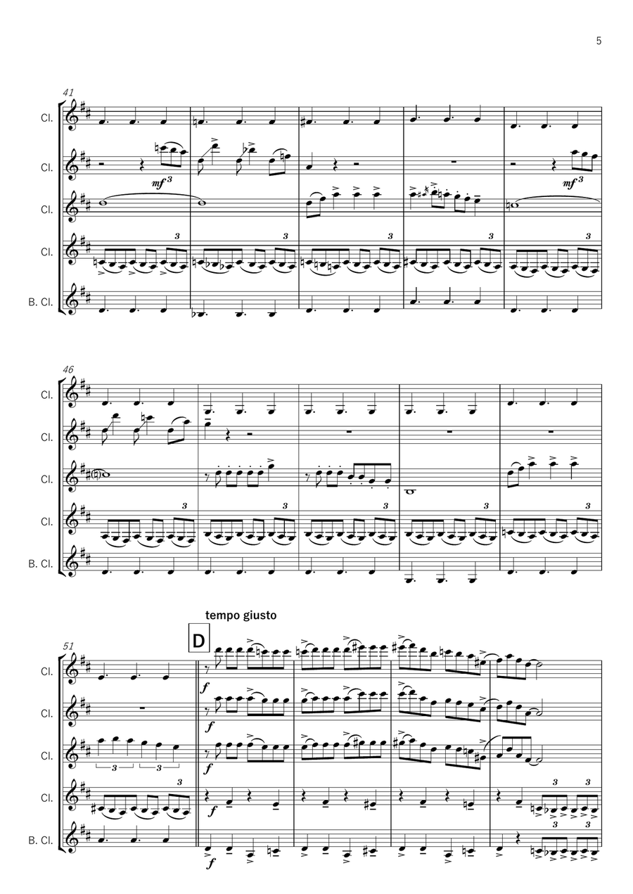 Rhapsody in Blue - Gershwin, for Clarinet Quintet Clarinet Quintet scores gallery preview page 5