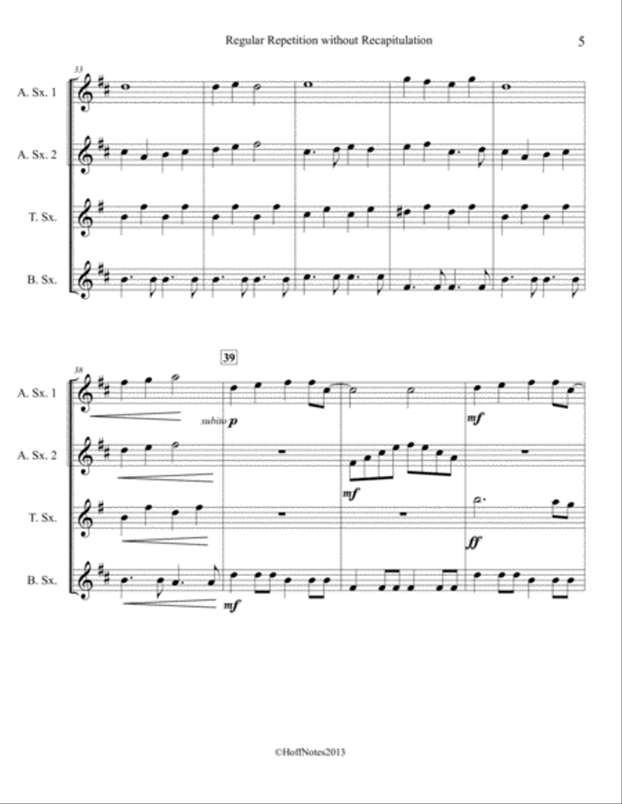 Regular Repetition without Recapitulation Woodwind Quartet scores gallery preview page 5