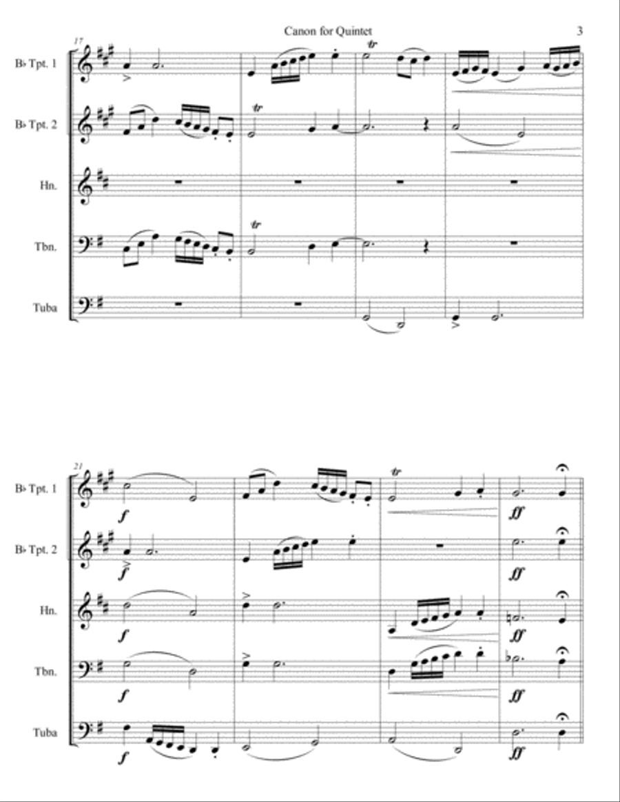 Canon for Quintet Brass Ensemble scores gallery preview page 3
