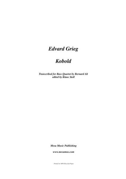 Bernard Alt, Kobold, edited by Klaus Stoll