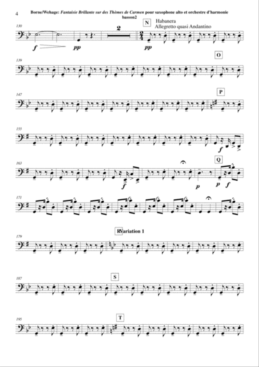 Fantaisie Brillante sur des Thèmes de Carmen for alto saxophone and concert band, bassoon 2 partt Concert Band scores gallery preview page 4