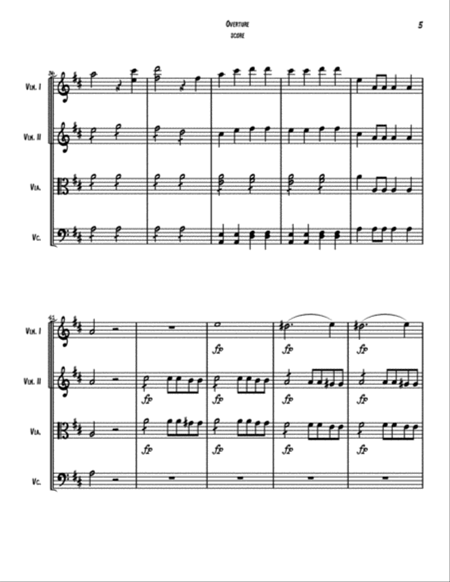Overture from the Opera The Marriage of Figaro by W. A. Mozart for string quartet String Quartet scores gallery preview page 6
