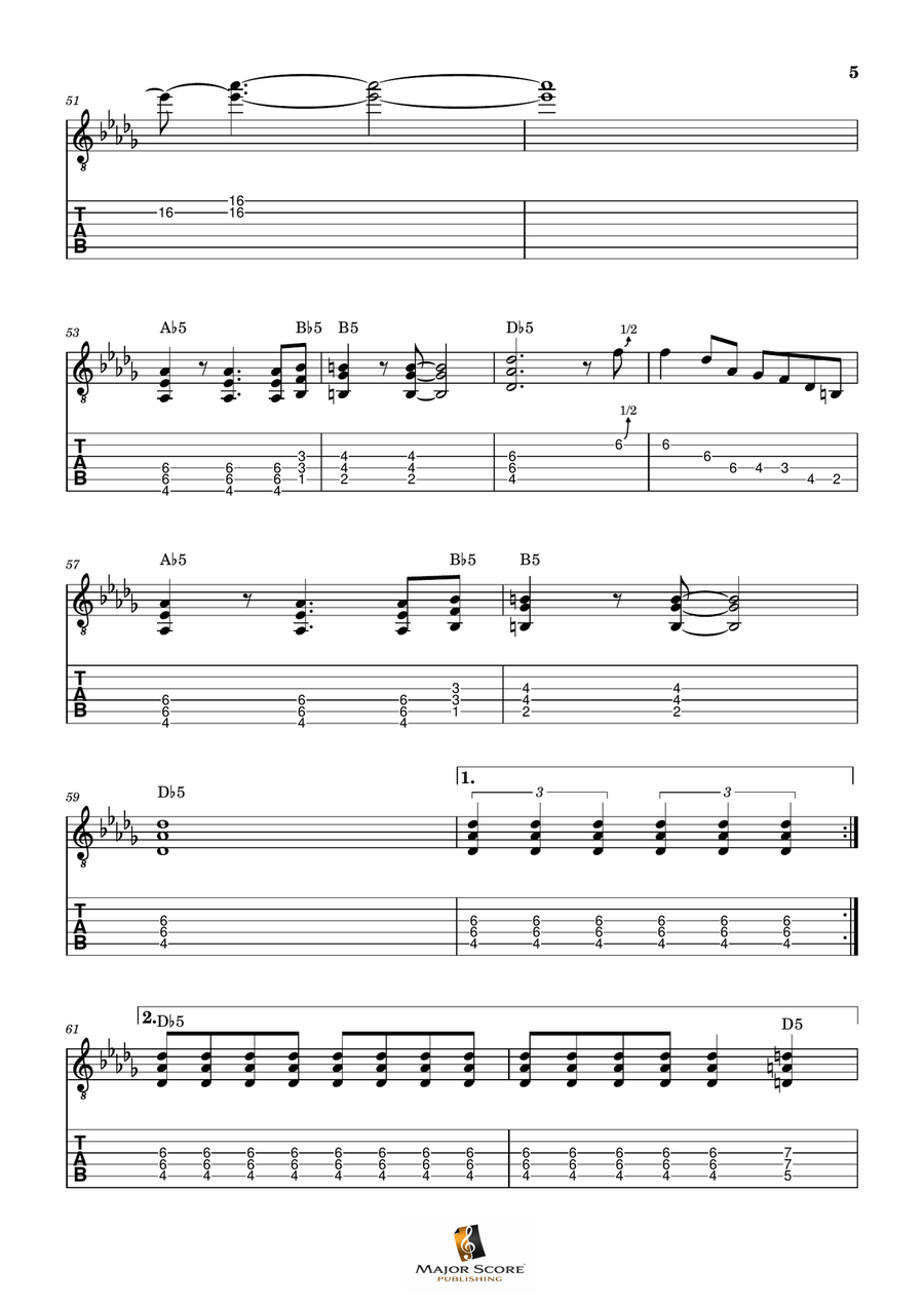 Sweet Child O' Mine Guitar Tablature scores gallery preview page 5