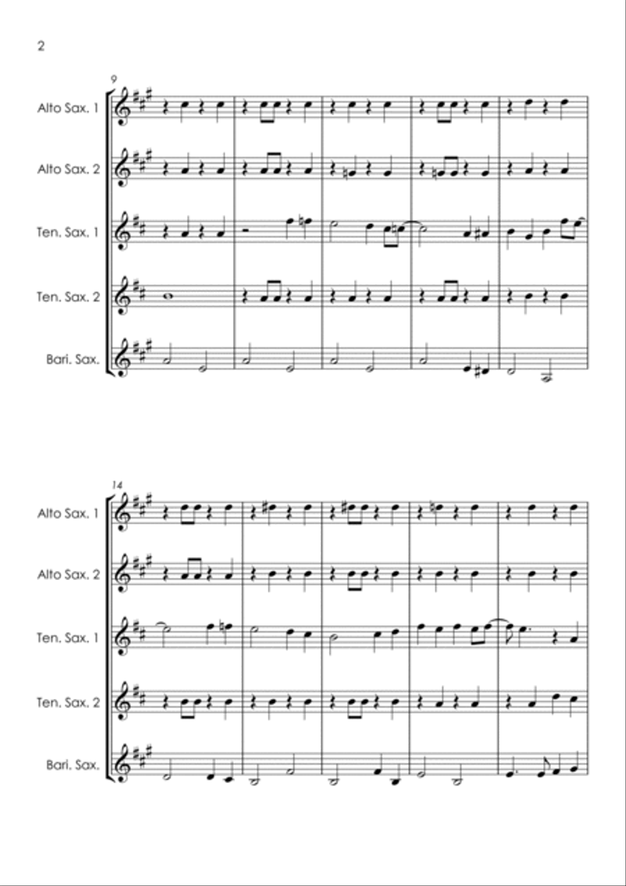 Bring Me Sunshine Saxophone Quintet scores gallery preview page 6