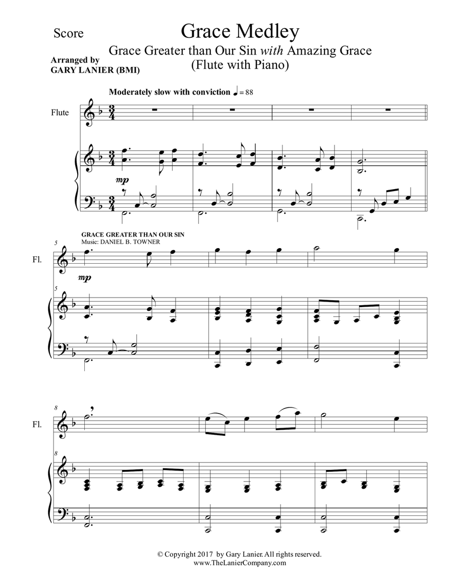 GRACE MEDLEY (for Flute with Piano - Instrument Part included) Flute Solo scores gallery preview page 2