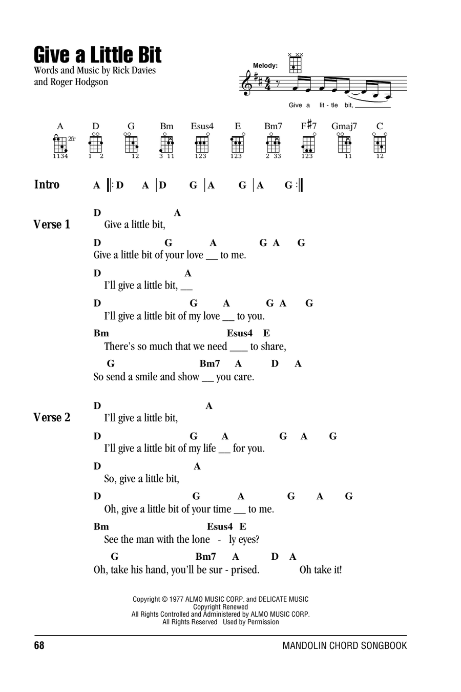 Give A Little Bit Mandolin scores gallery preview page 1