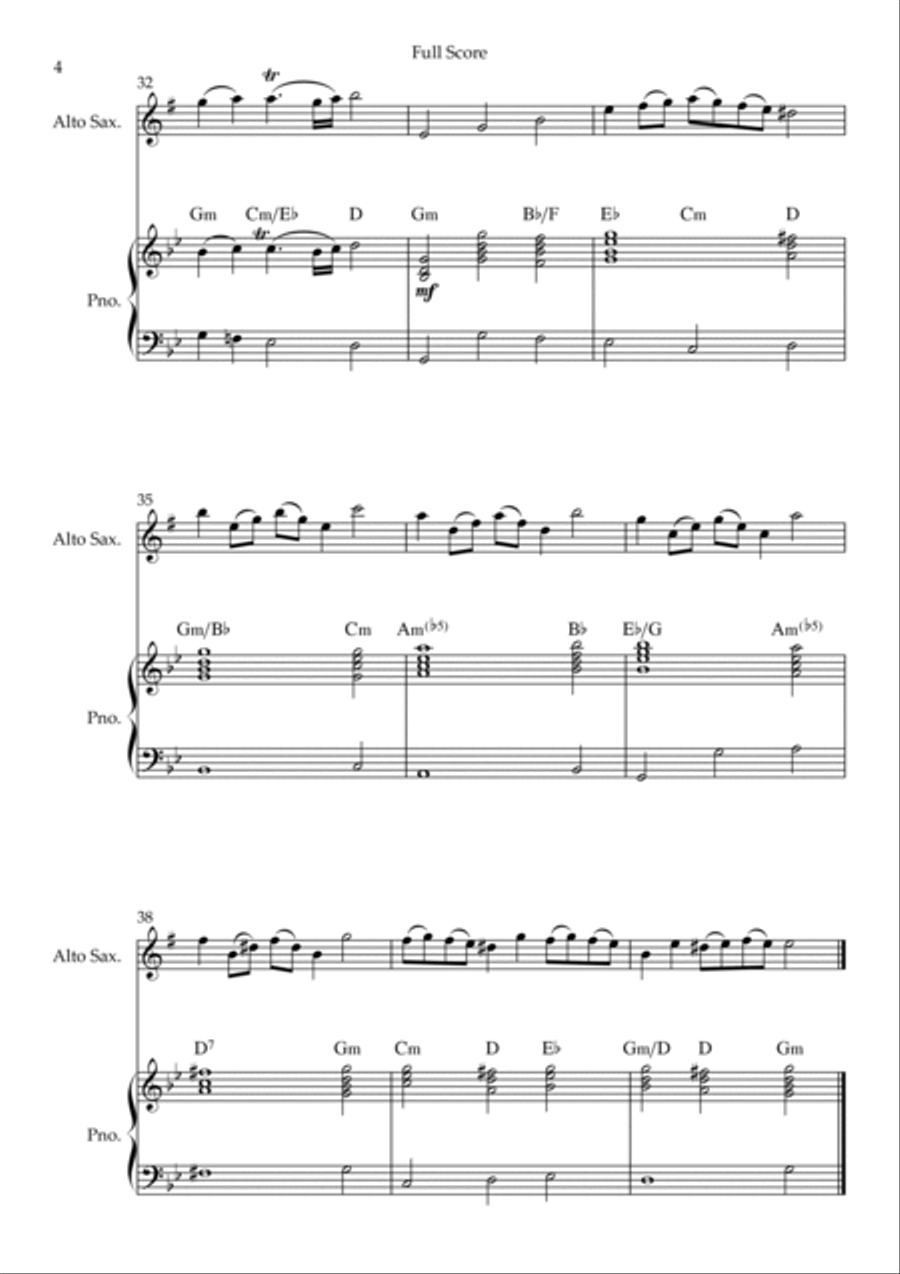 Rondeau (from Abdelazer) for Alto Saxophone Solo and Piano Accompaniment with Chords Alto Saxophone scores gallery preview page 4