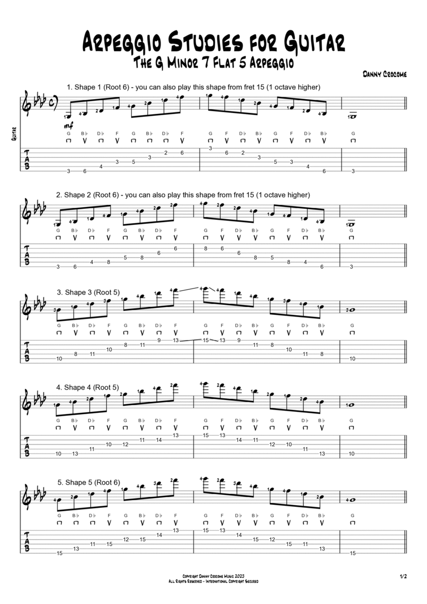Arpeggio Studies for Guitar - The G Minor 7 Flat 5 Arpeggio image number null