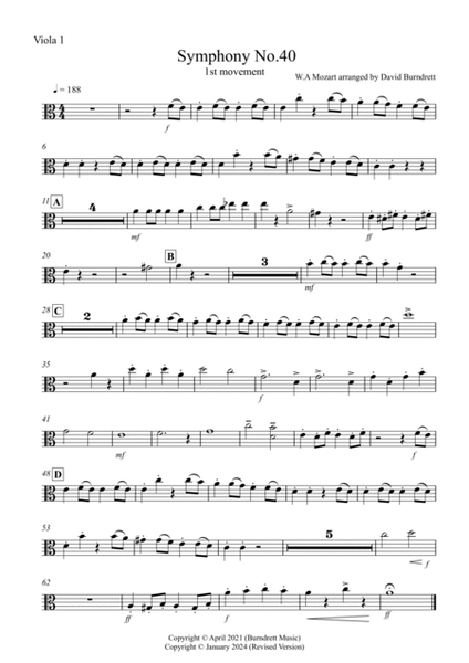 Symphony No.40 (1st movement) for Viola Quartet image number null